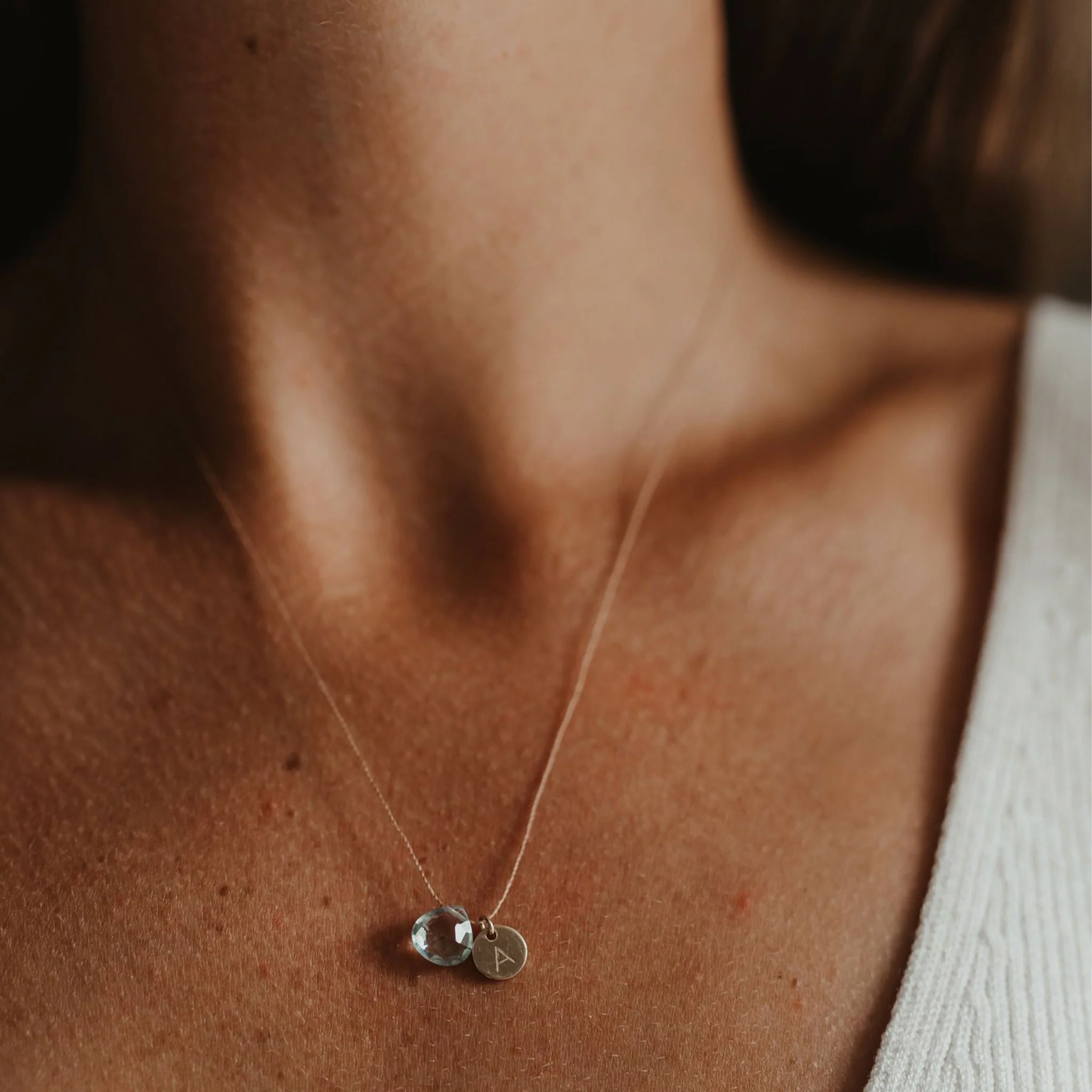 Aquamarine Fine Cord Necklace - Image 5