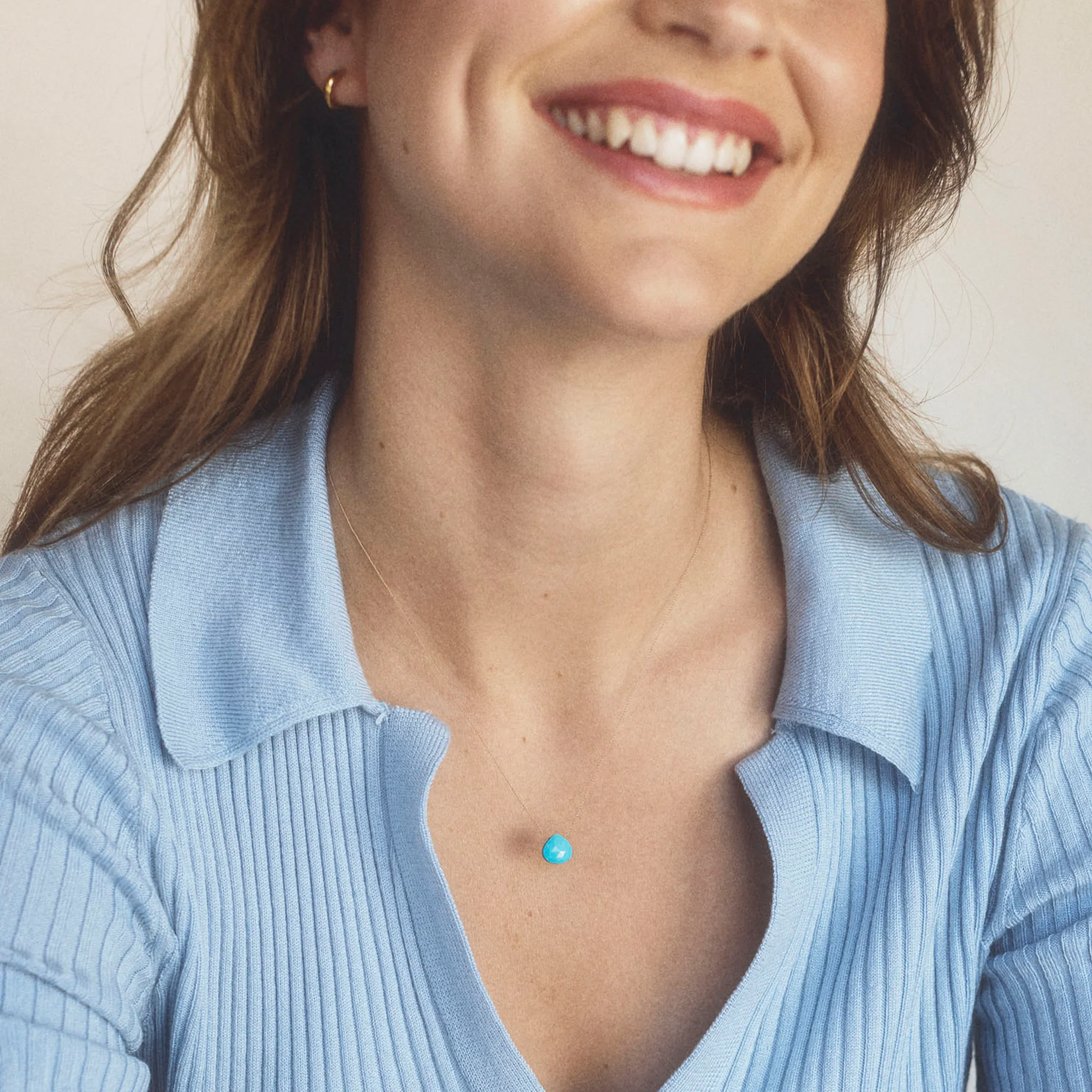 December Turquoise Fine Cord Birthstone Necklace - Image 3