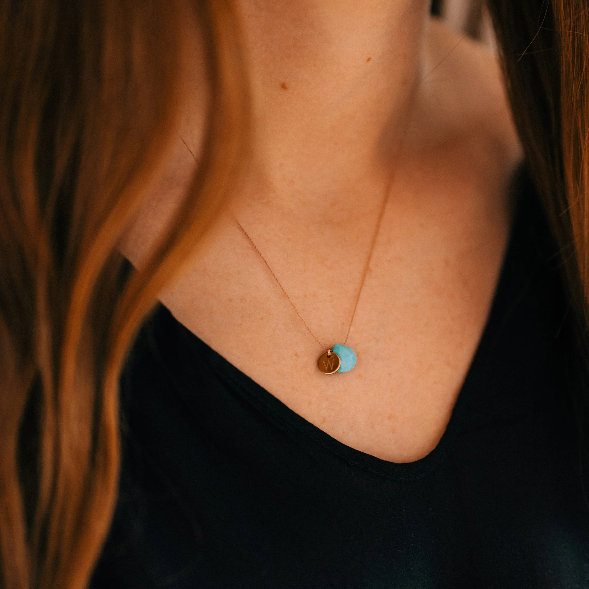 December Turquoise Fine Cord Birthstone Necklace - Image 6