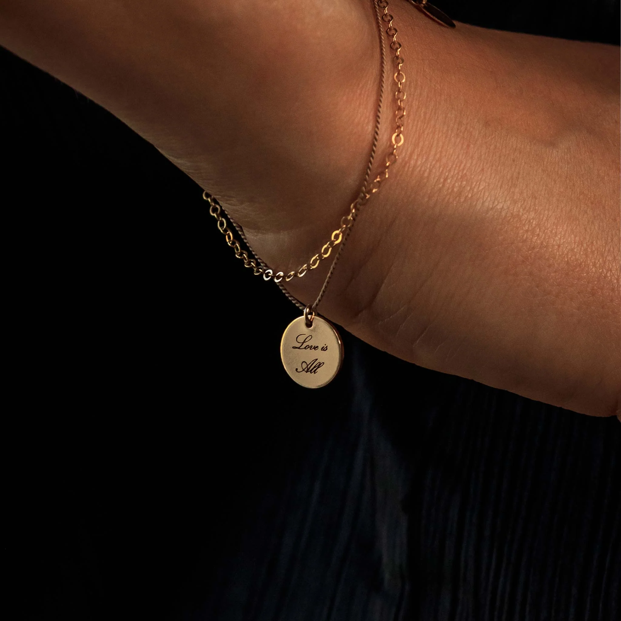 Engravable Insignia Disc Gold and Silk Bracelet - Image 3