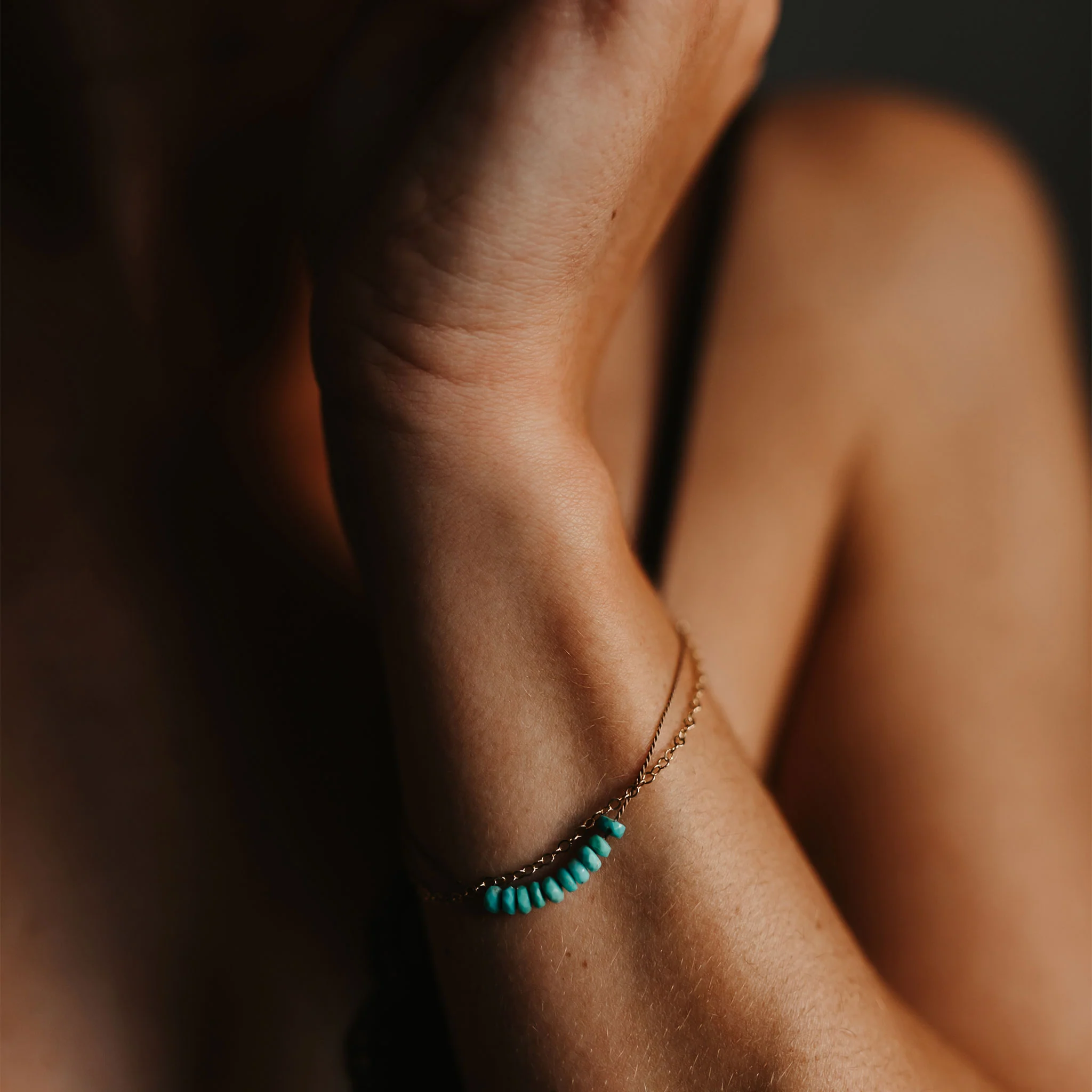 Turquoise Gold and Silk Bracelet - Image 3