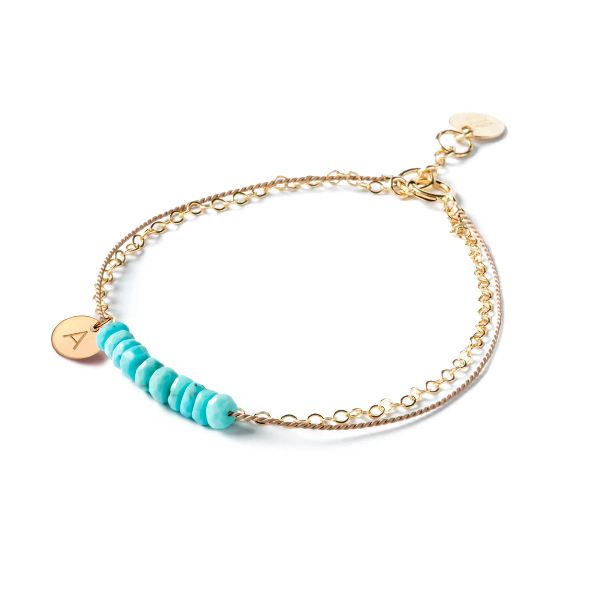 Turquoise Gold and Silk Bracelet - Image 4