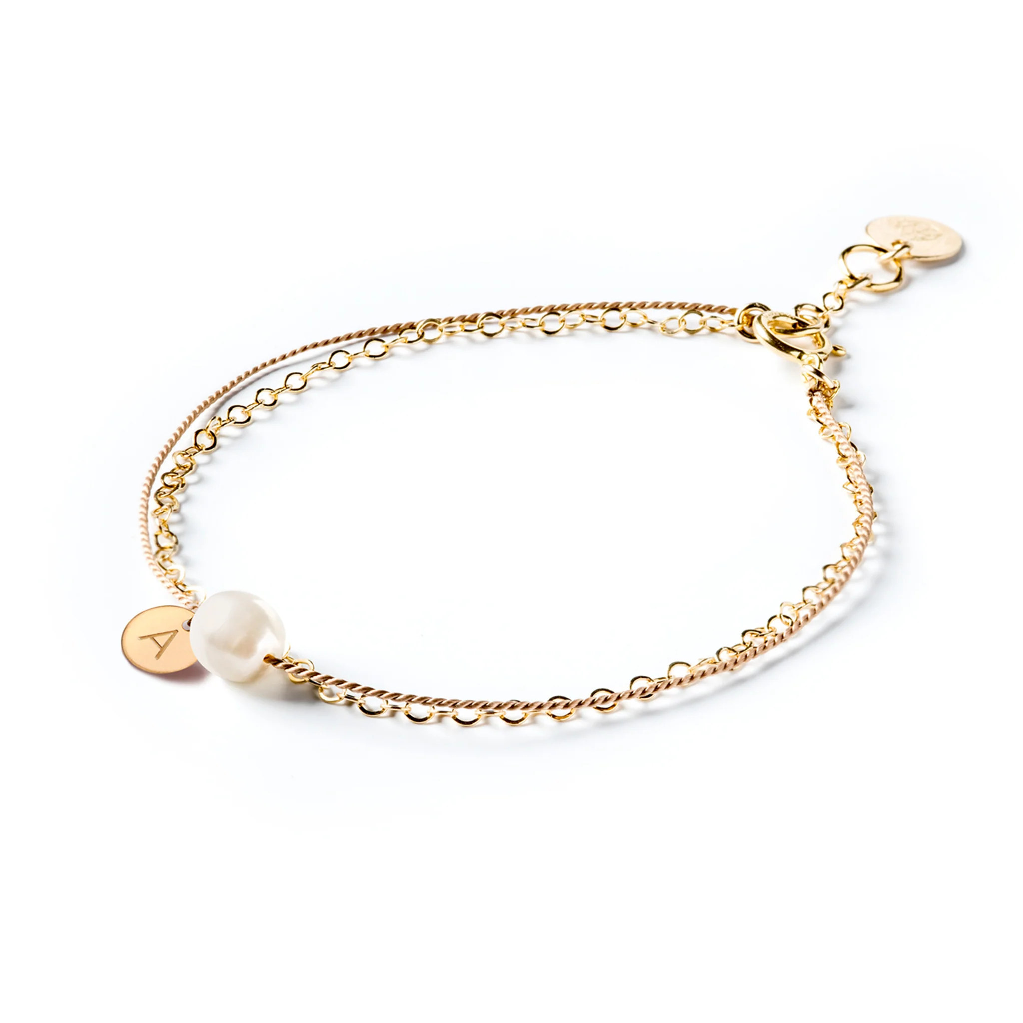 Pearl Gold and Silk Bracelet - Image 7