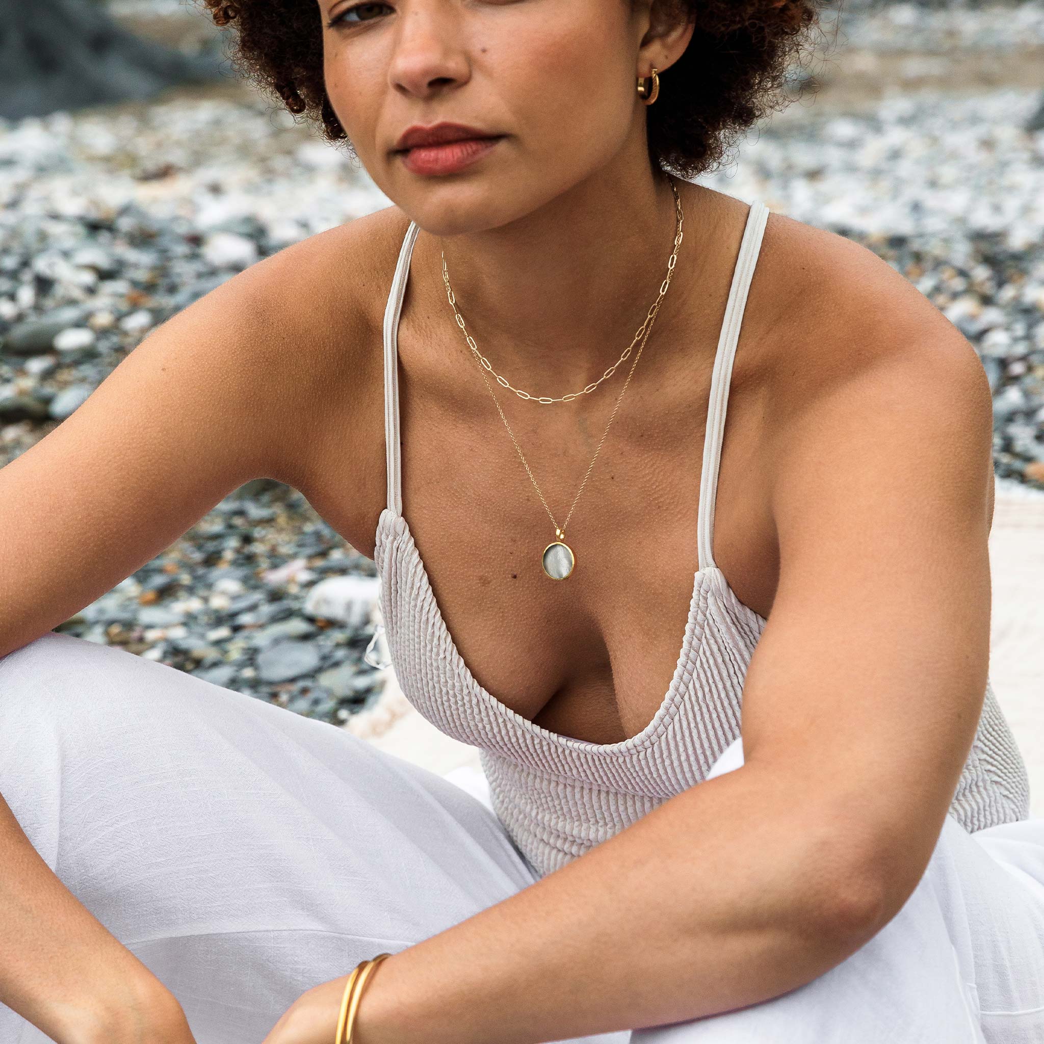 Engravable Mother of Pearl Porthole Necklace - Image 10