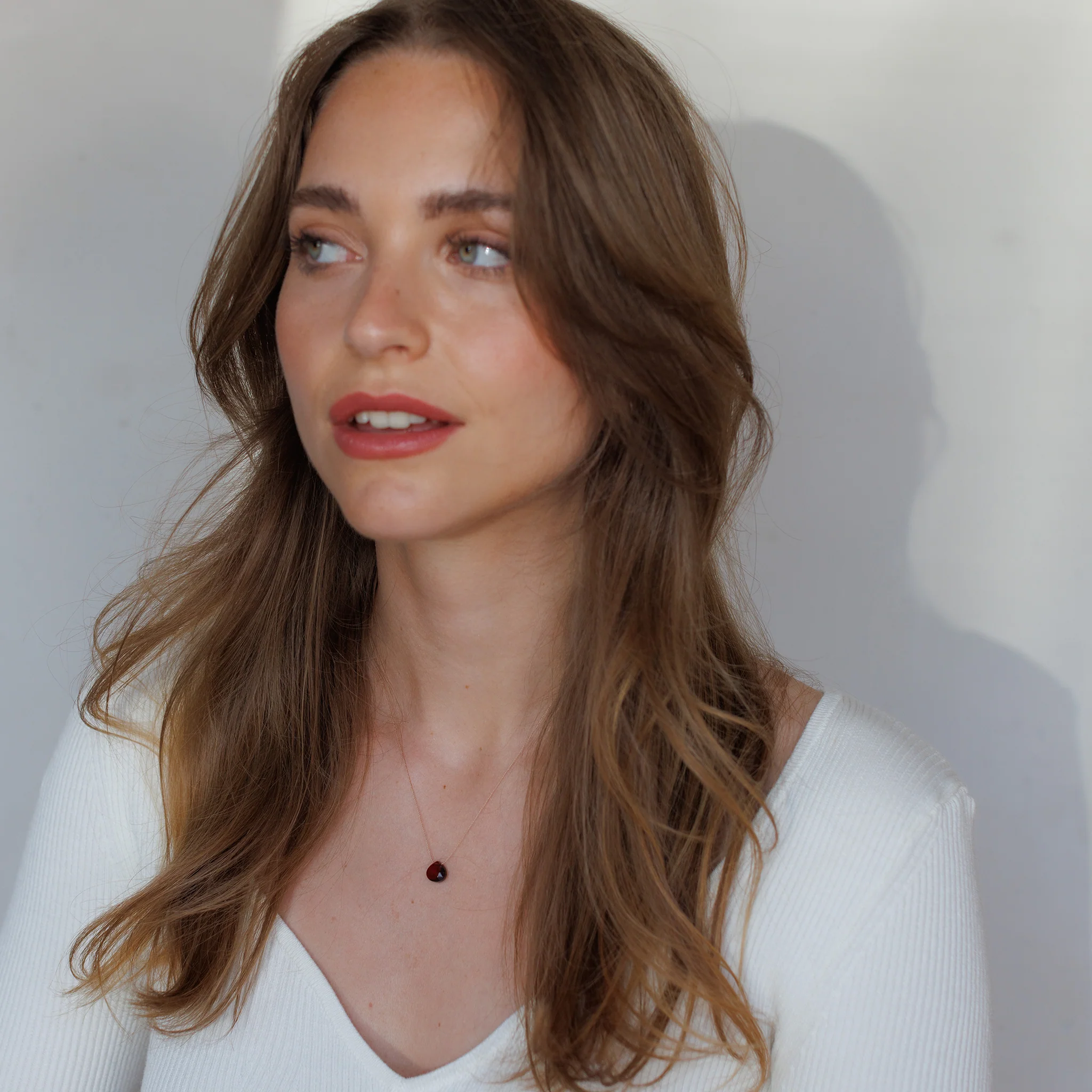 January Garnet Fine Cord Birthstone Necklace - Image 3