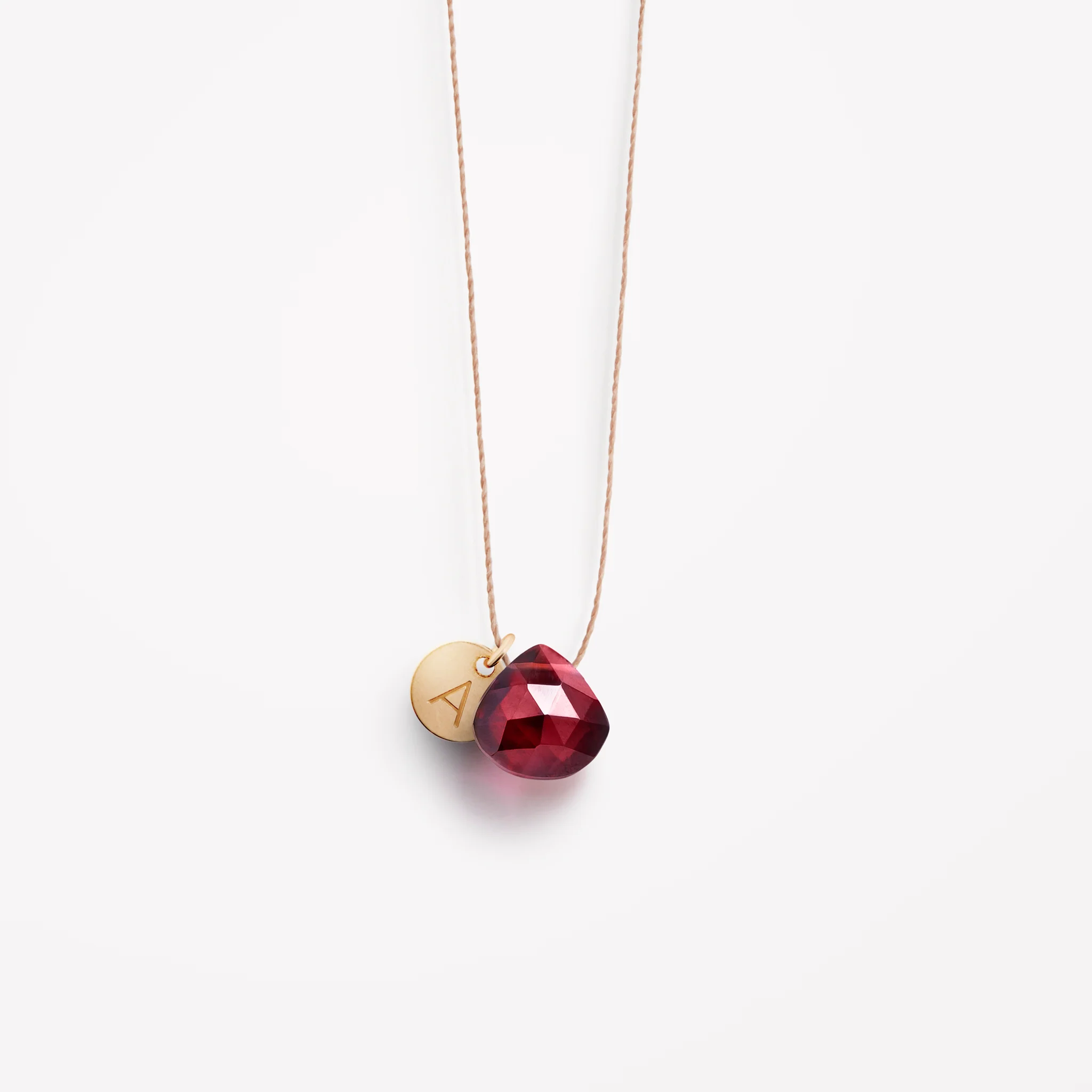 January Garnet Fine Cord Birthstone Necklace - Image 4