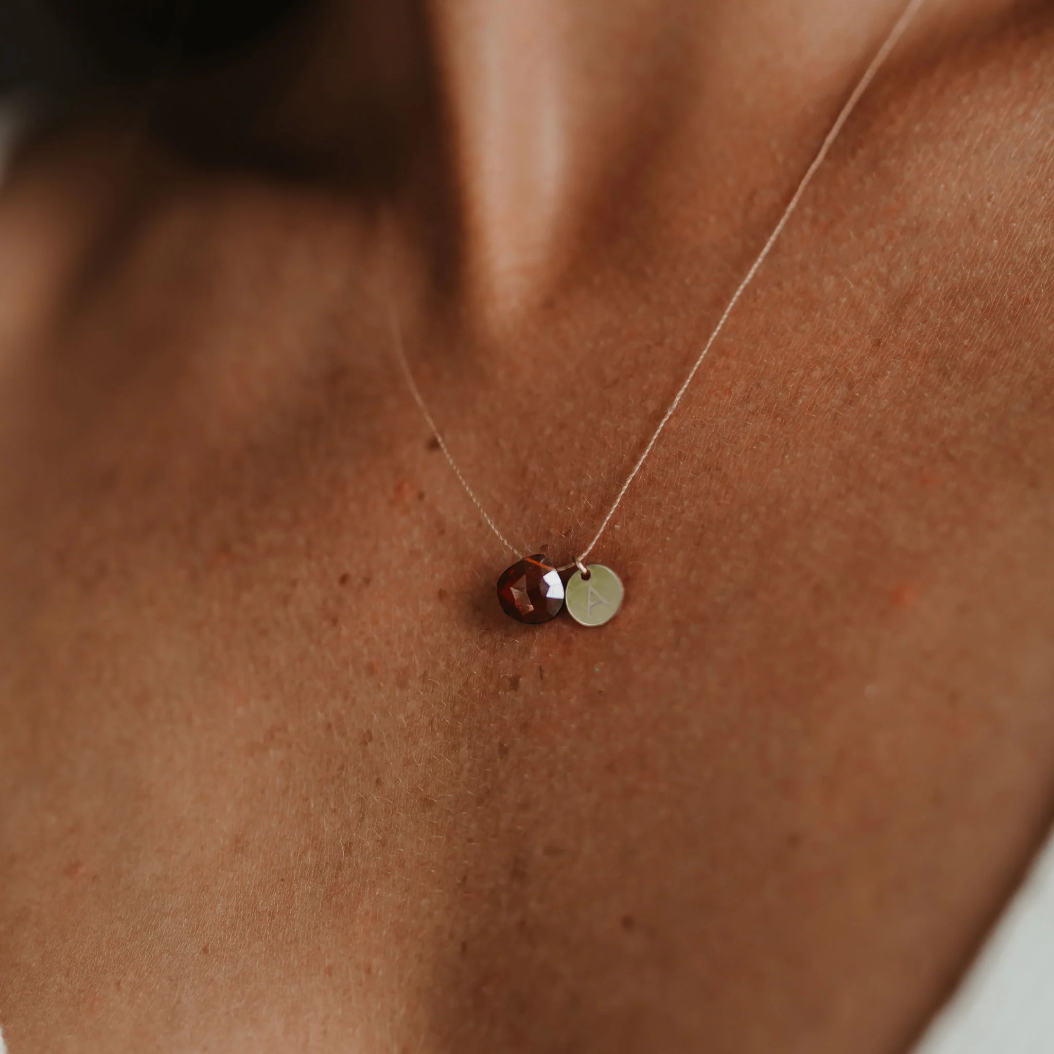 January Garnet Fine Cord Birthstone Necklace - Image 5