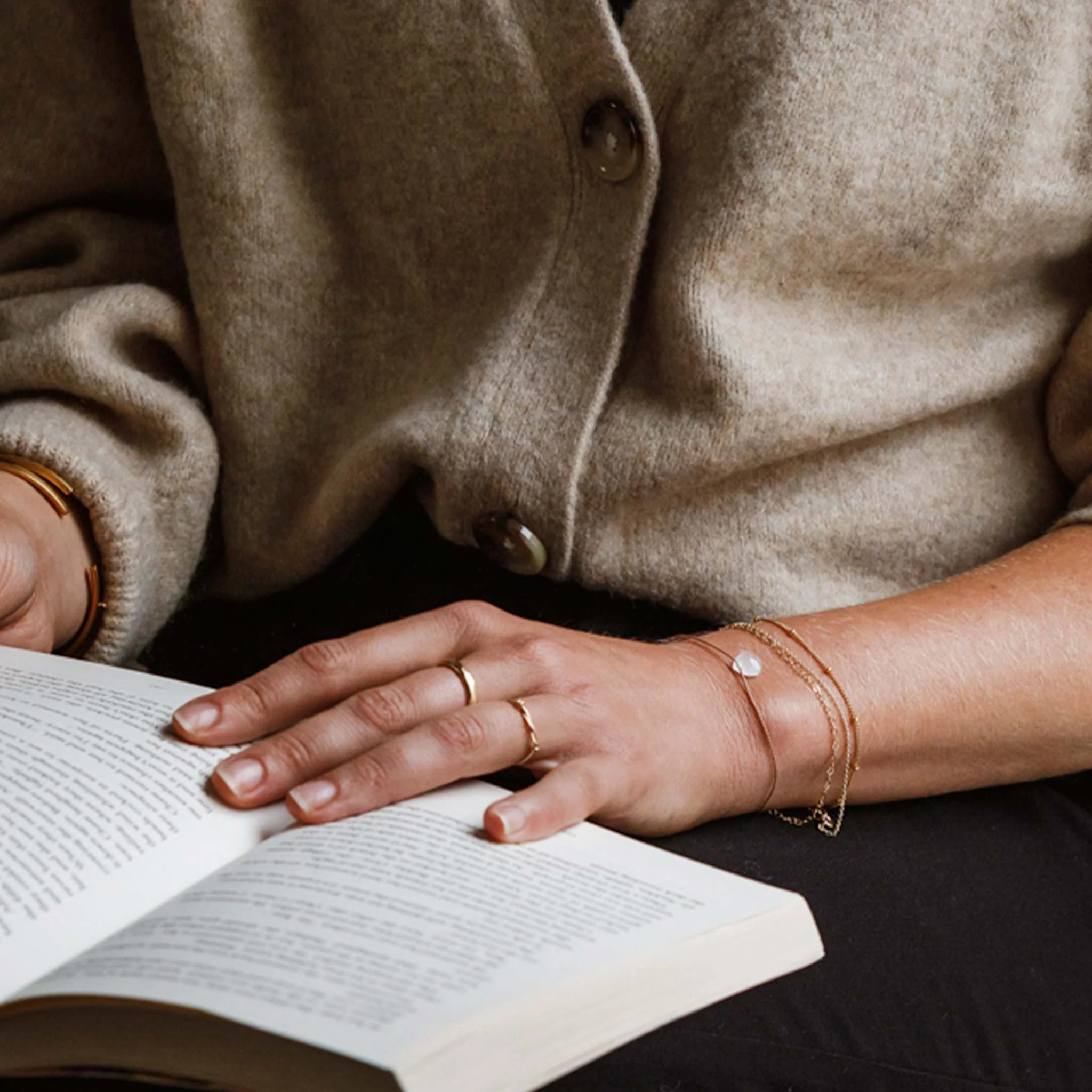 June Moonstone Gold and Silk Birthstone Bracelet - Image 4