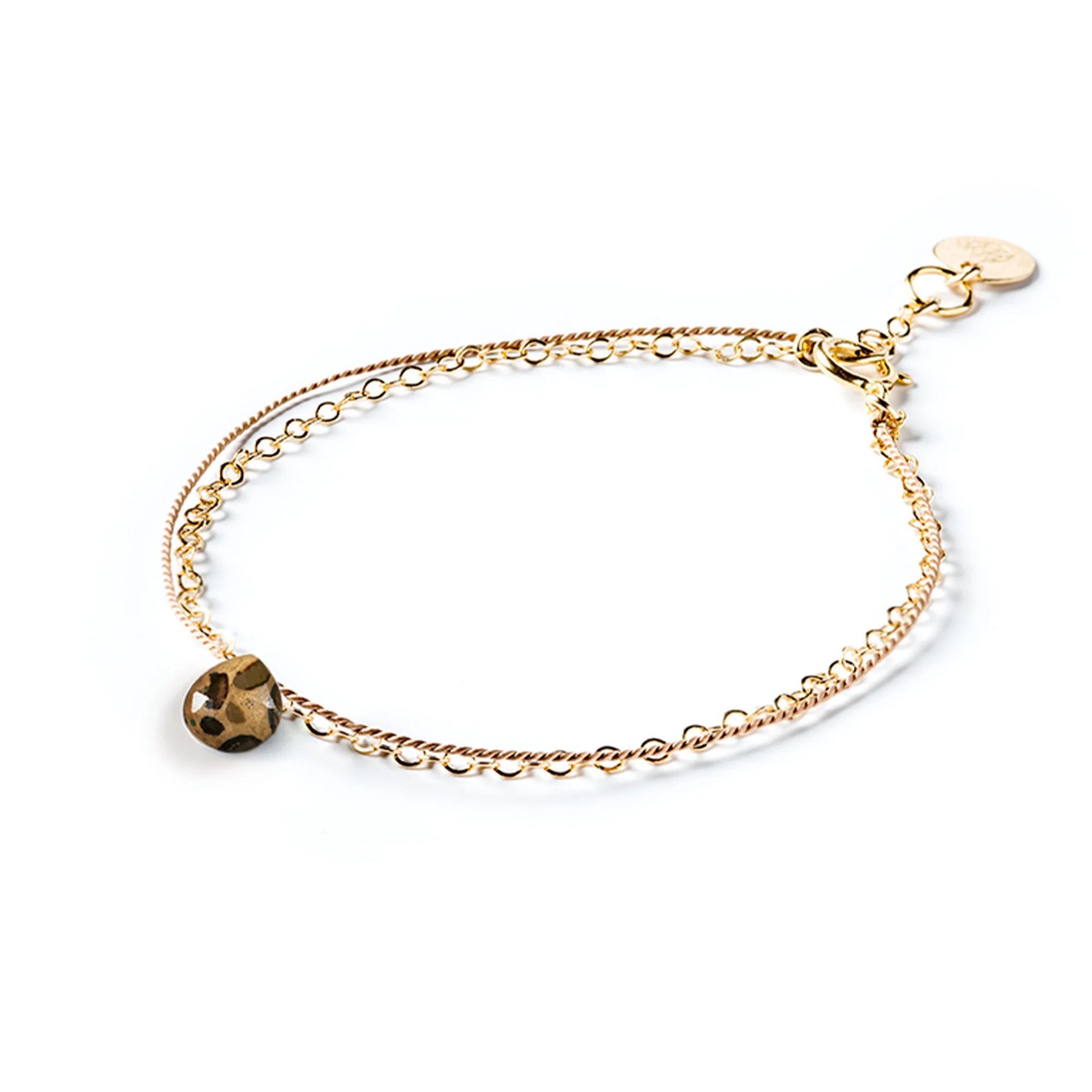 Leopard Jasper Gold and Silk Bracelet - Image 3