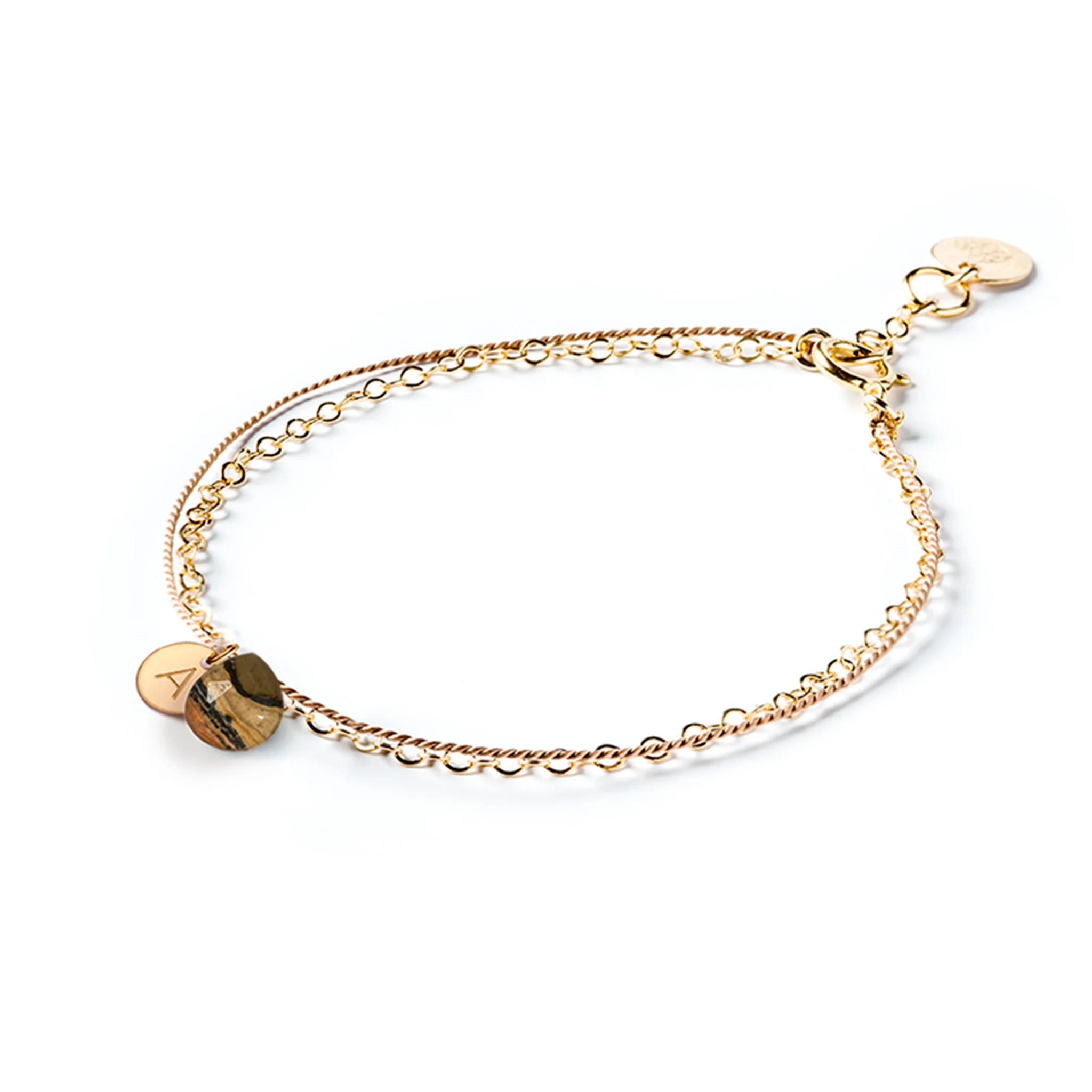 Leopard Jasper Gold and Silk Bracelet - Image 5