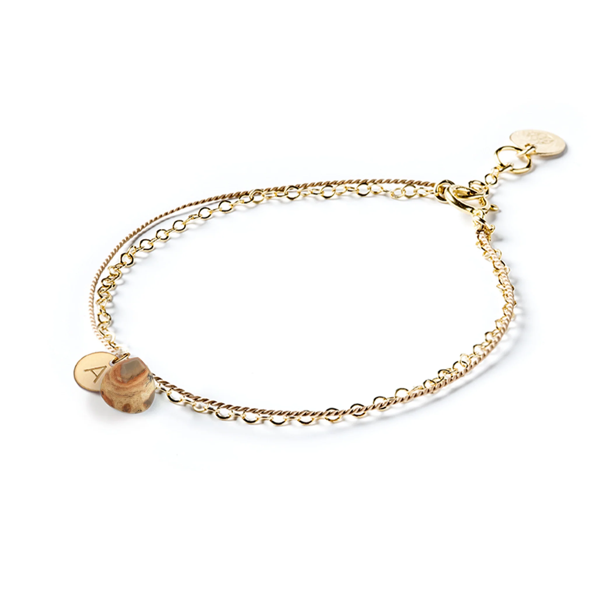 Leopard Jasper Gold and Silk Bracelet - Image 8