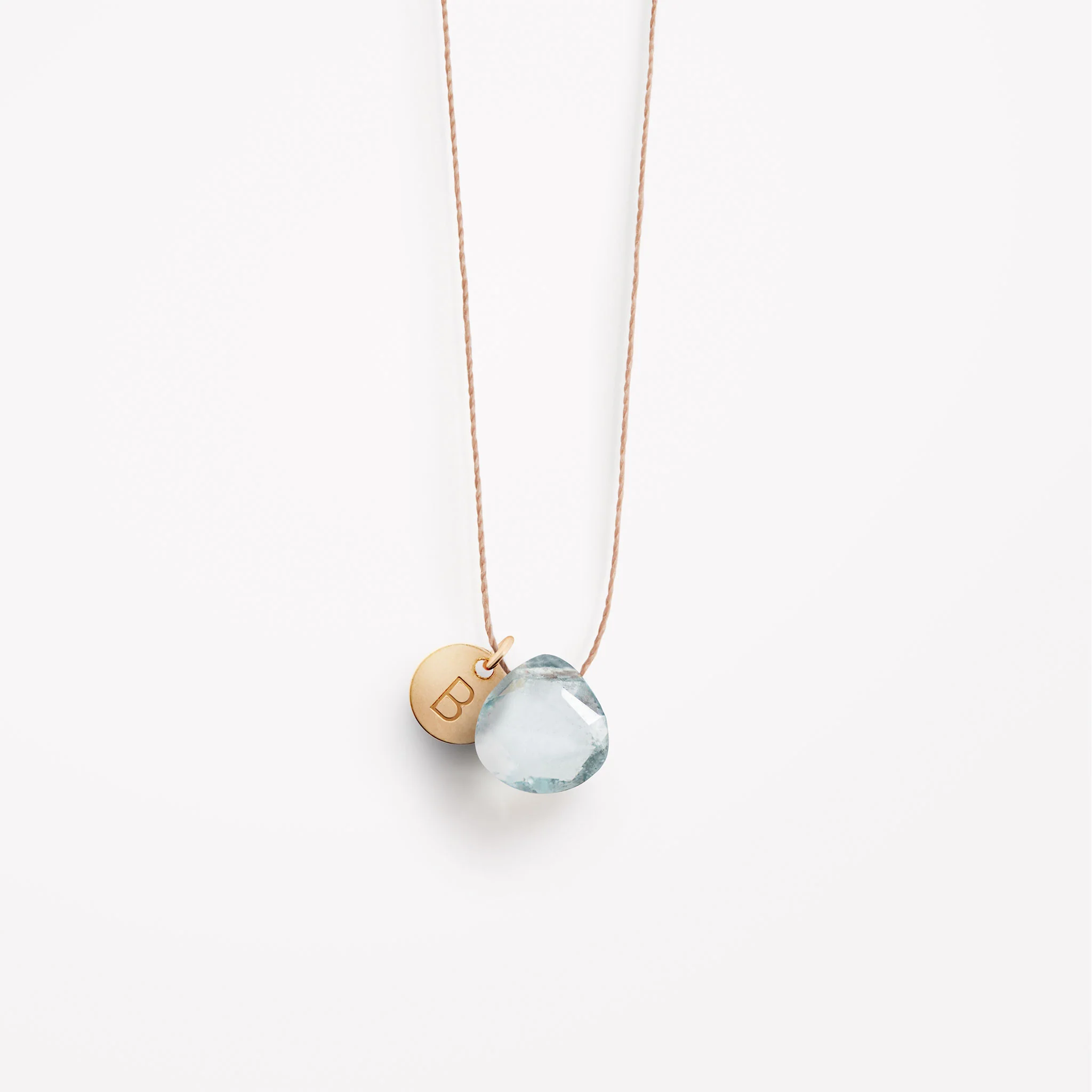 March Aquamarine Fine Cord Birthstone Necklace - Image 5