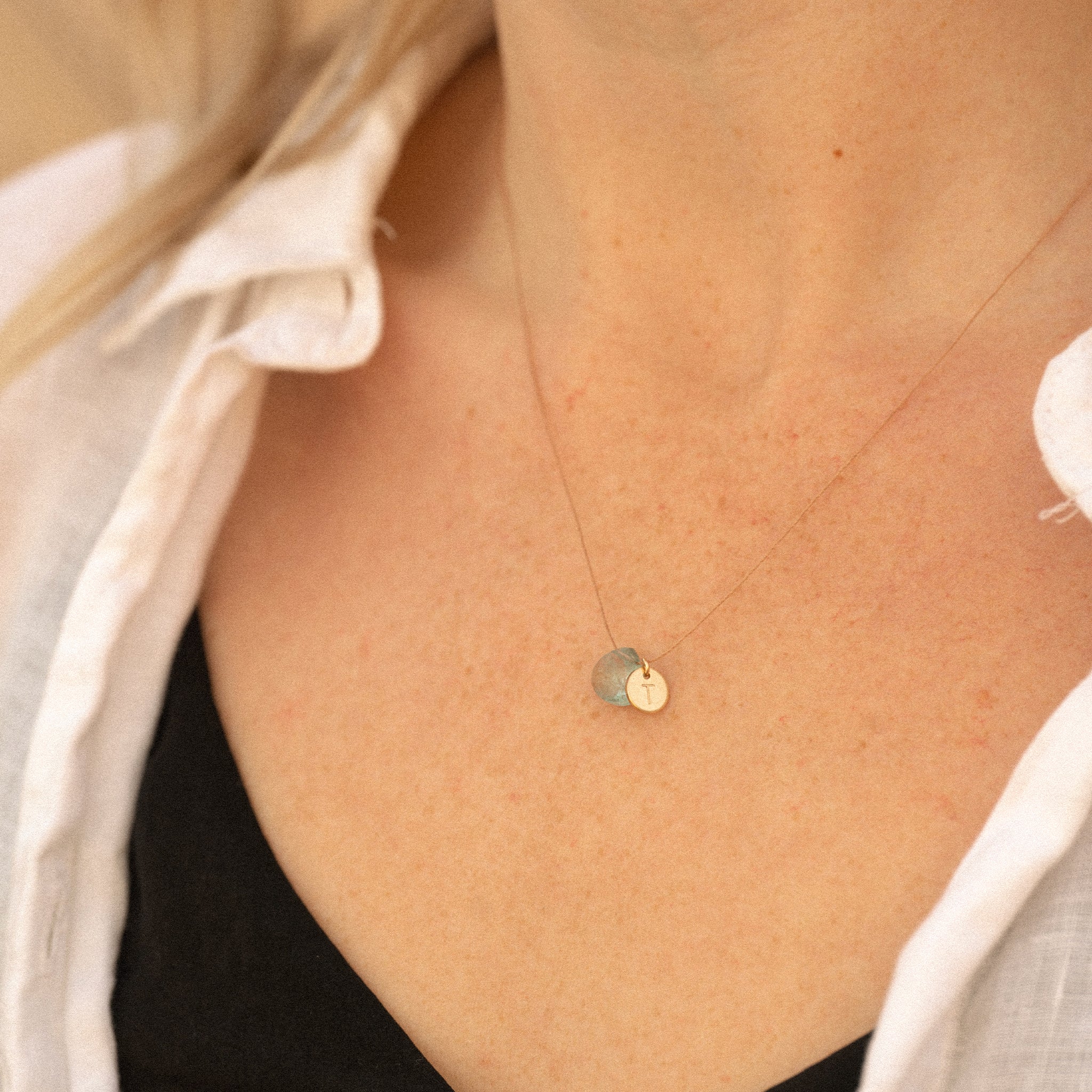 March Aquamarine Fine Cord Birthstone Necklace - Image 6