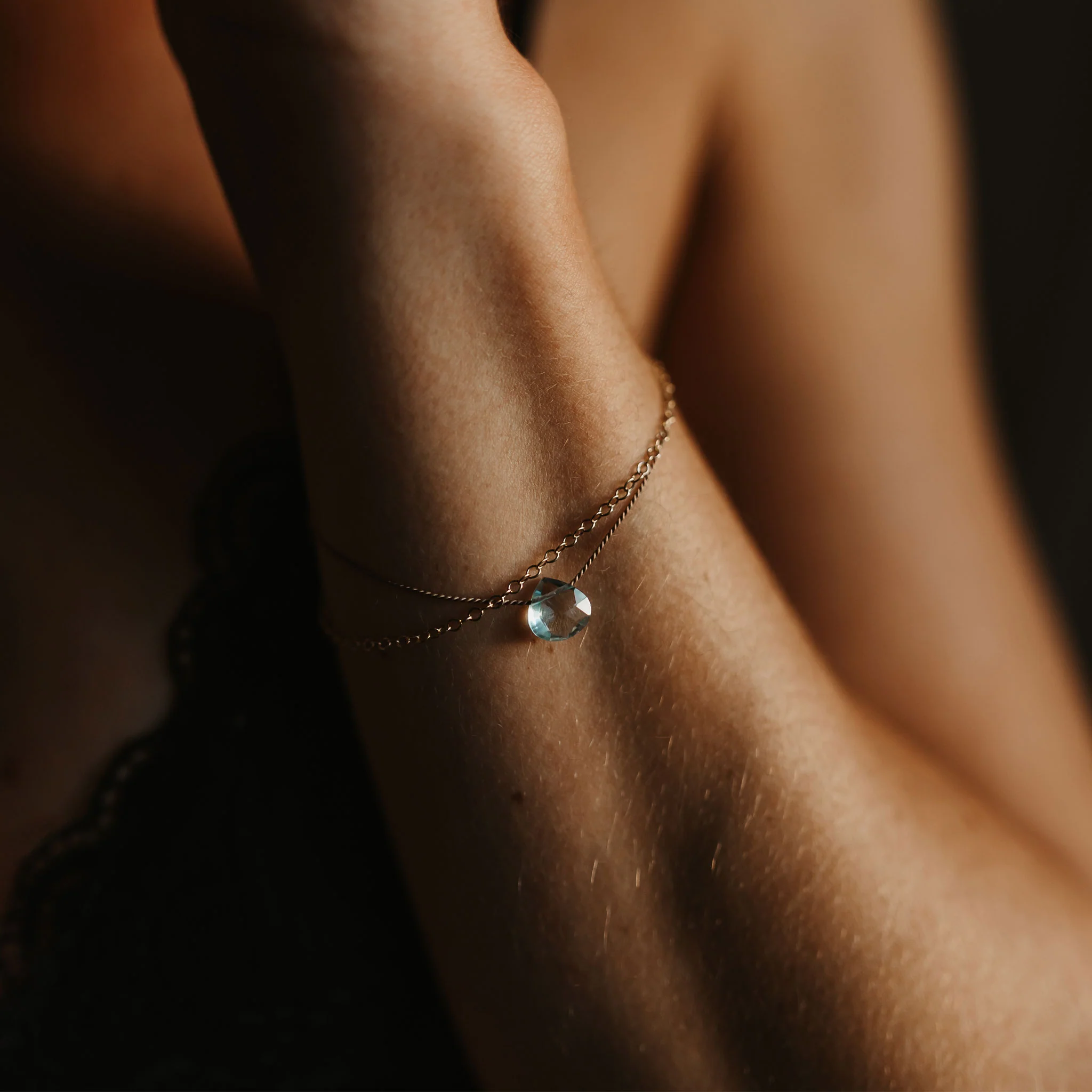 November Topaz Gold and Silk Birthstone Bracelet - Image 4