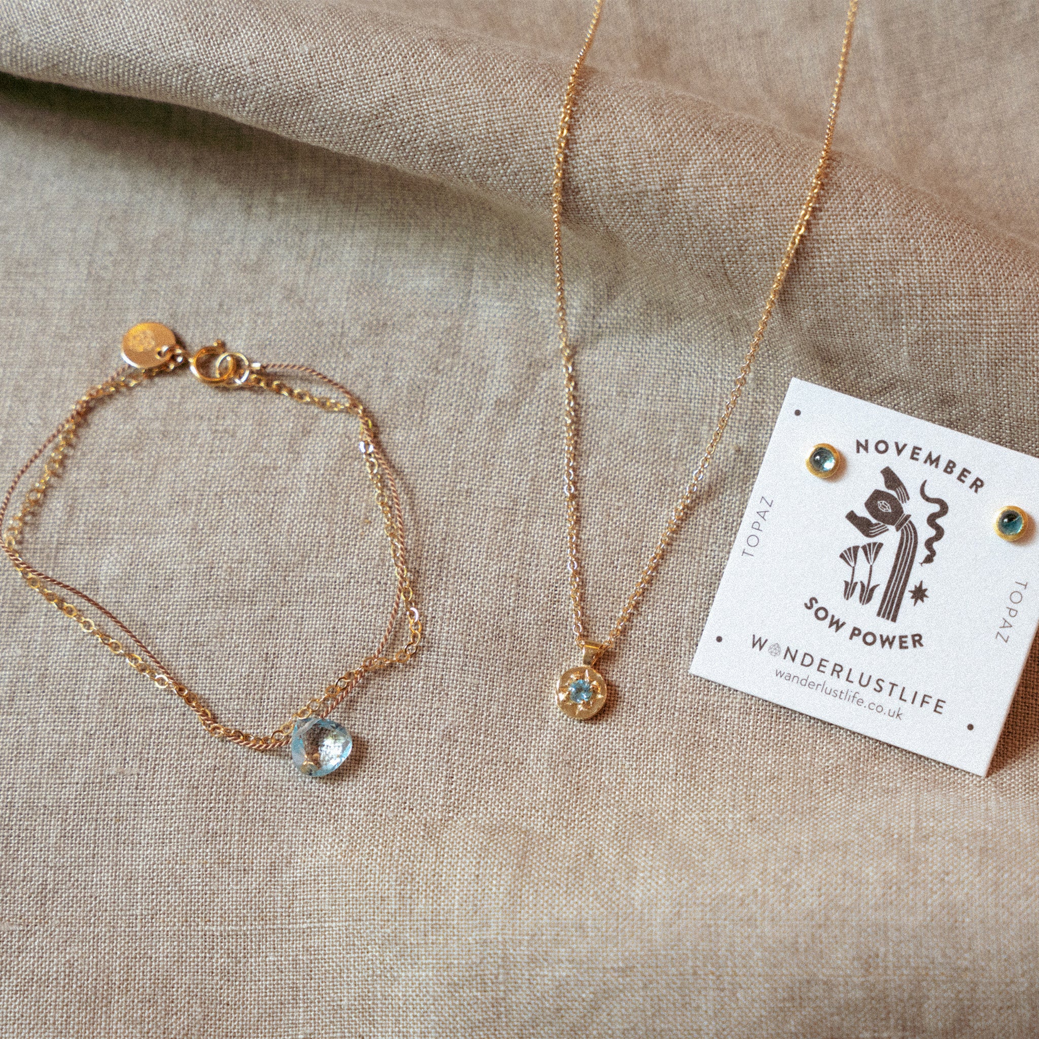 November Topaz Gold and Silk Birthstone Bracelet - Image 5