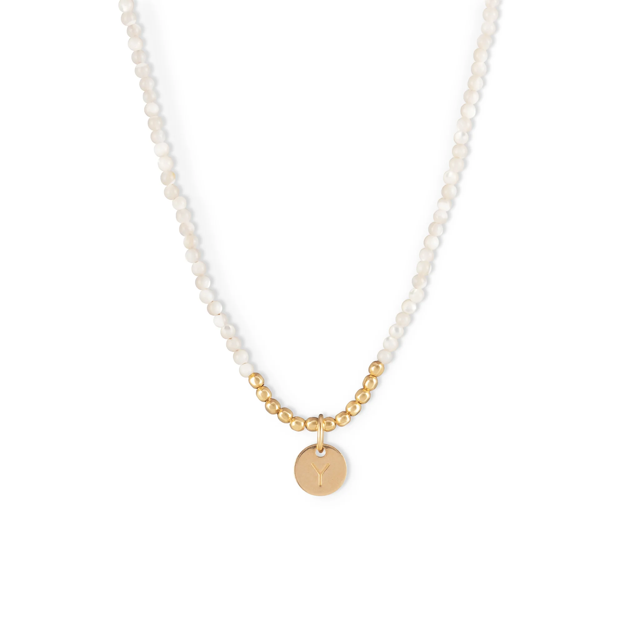 Oceanus Mother of Pearl Beaded Necklace - Image 4