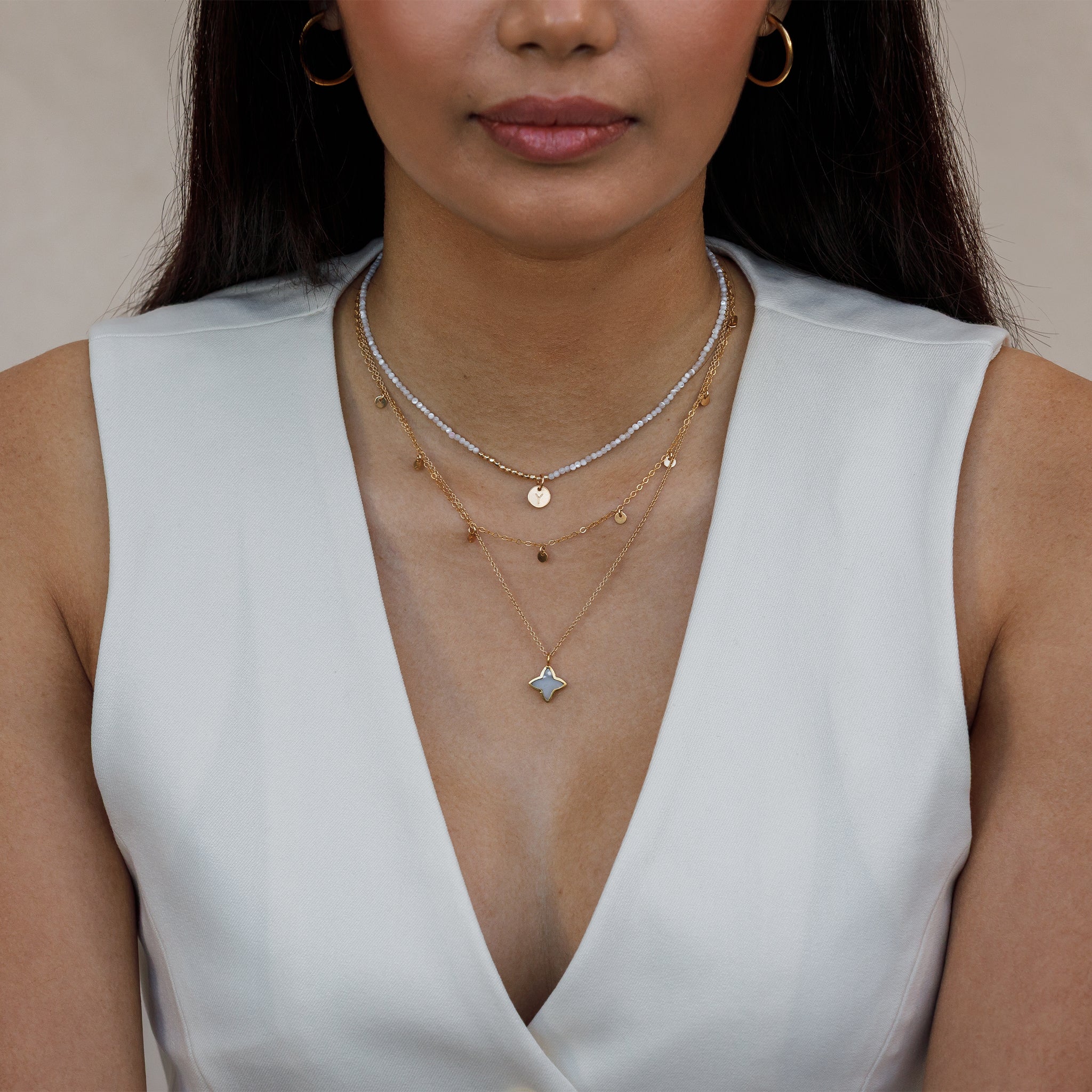 Oceanus Mother of Pearl Beaded Necklace - Image 3