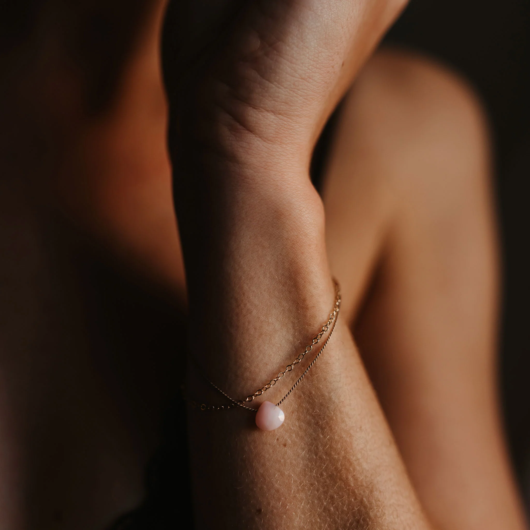 October Opal Gold and Silk Birthstone Bracelet - Image 3