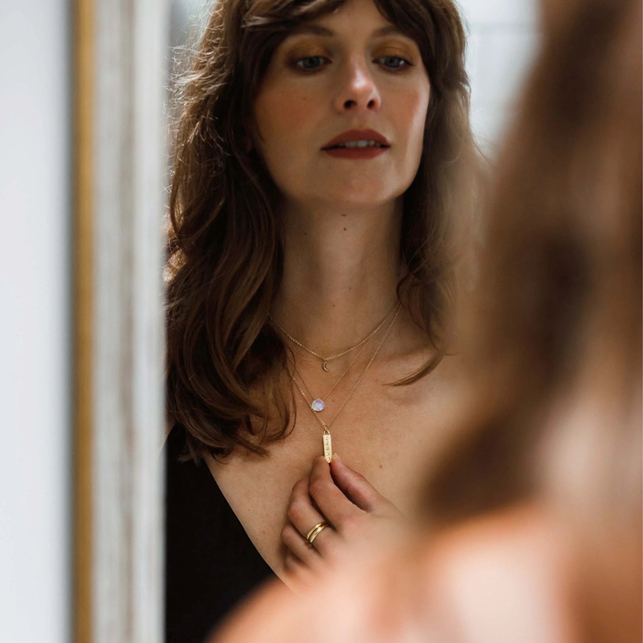 Rainbow Moonstone Fine Cord Necklace - Image 5