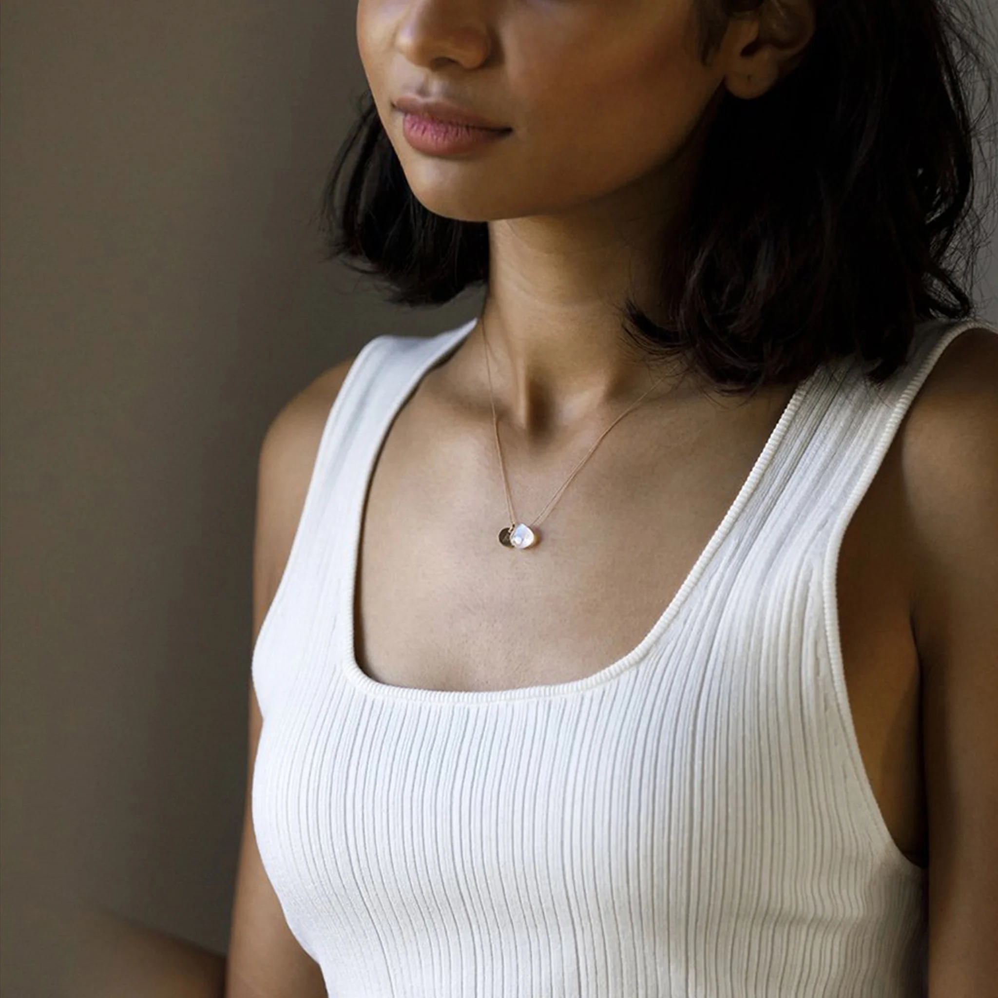 Rainbow Moonstone Fine Cord Necklace - Image 9