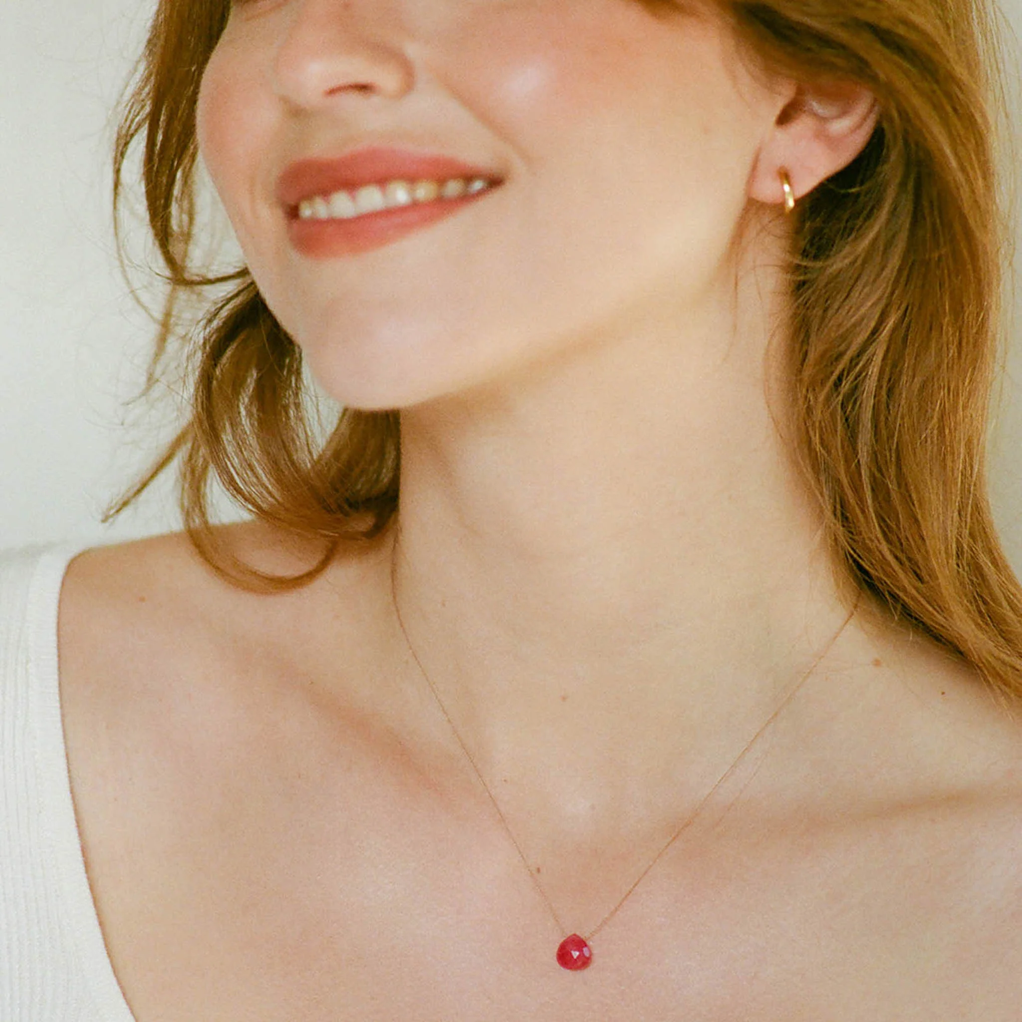 July Ruby Fine Cord Birthstone Necklace - Image 3