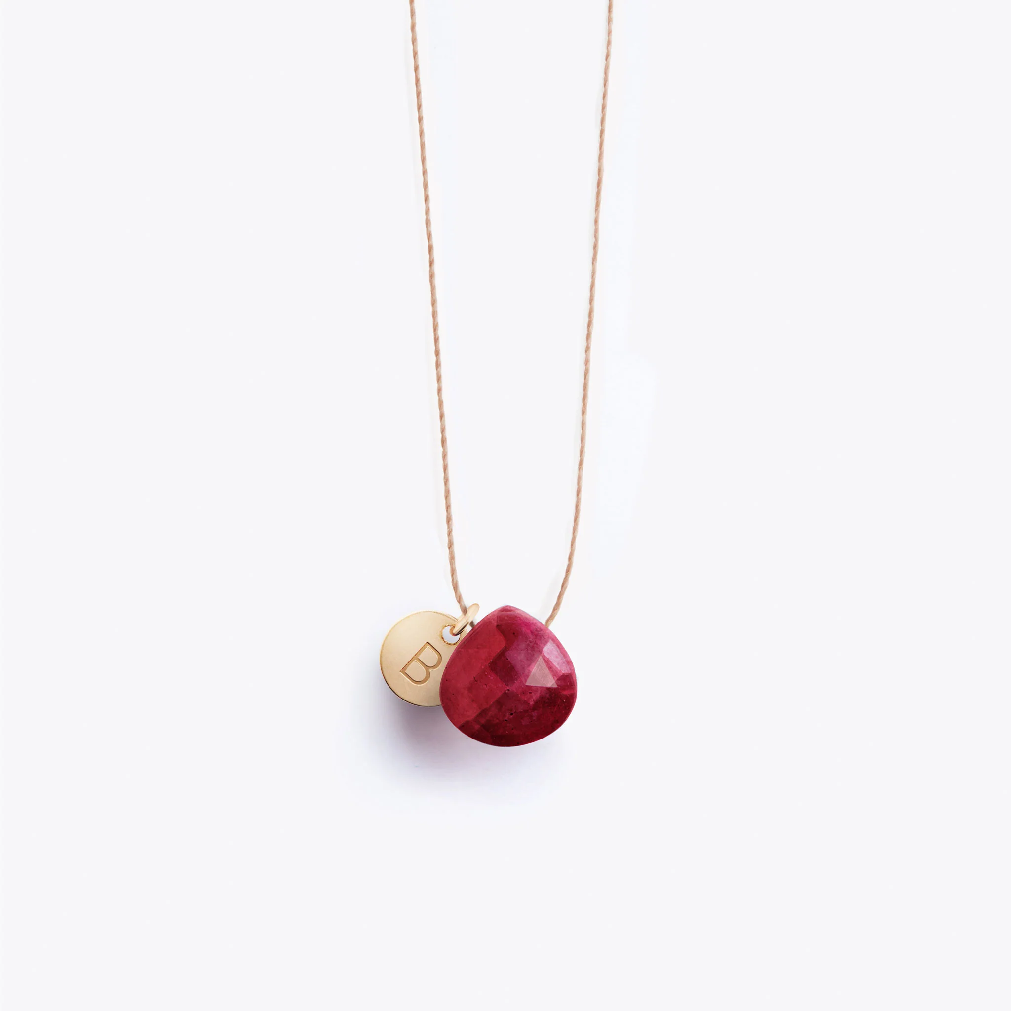 July Ruby Fine Cord Birthstone Necklace - Image 4