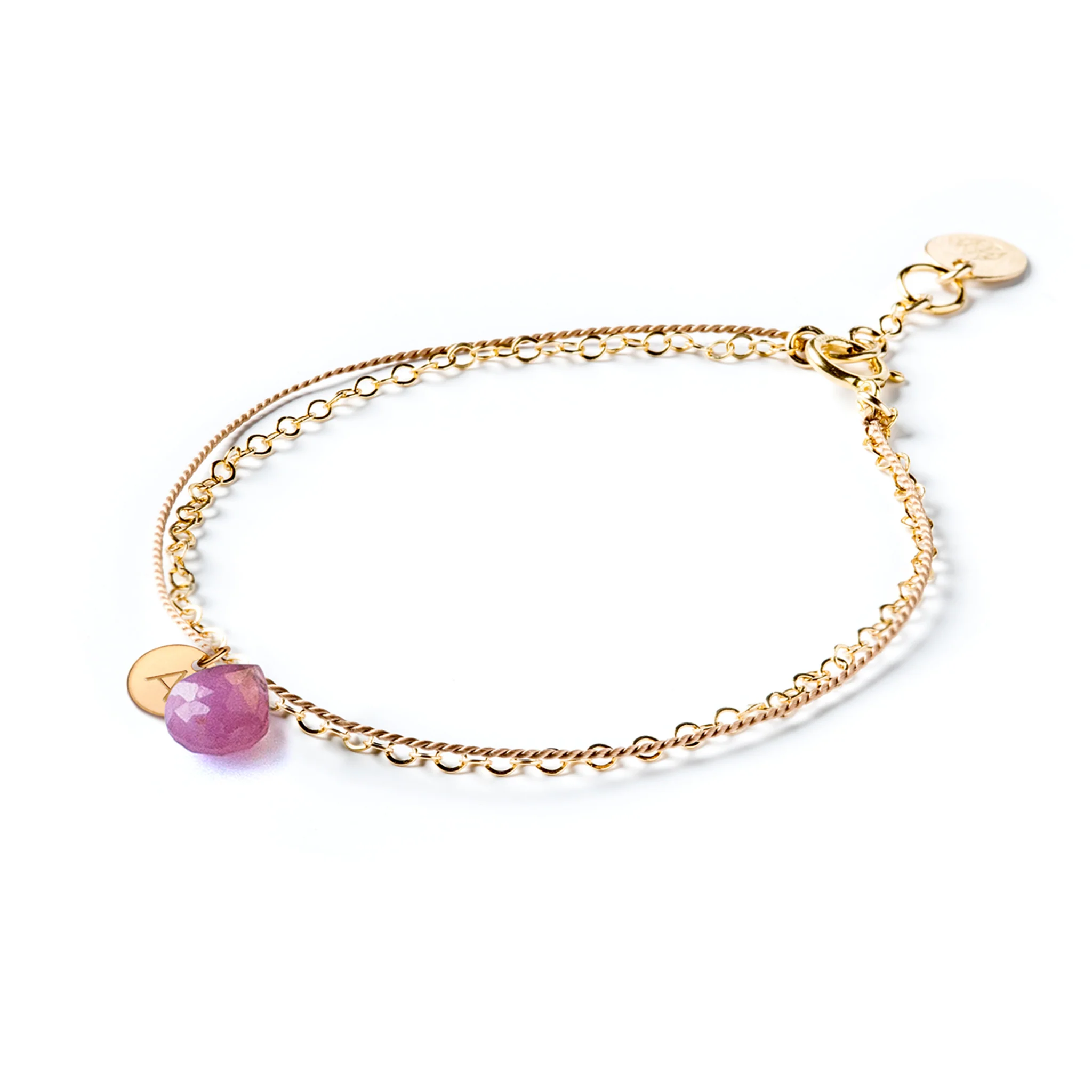 September Sapphire Gold and Silk Birthstone Bracelet - Image 3