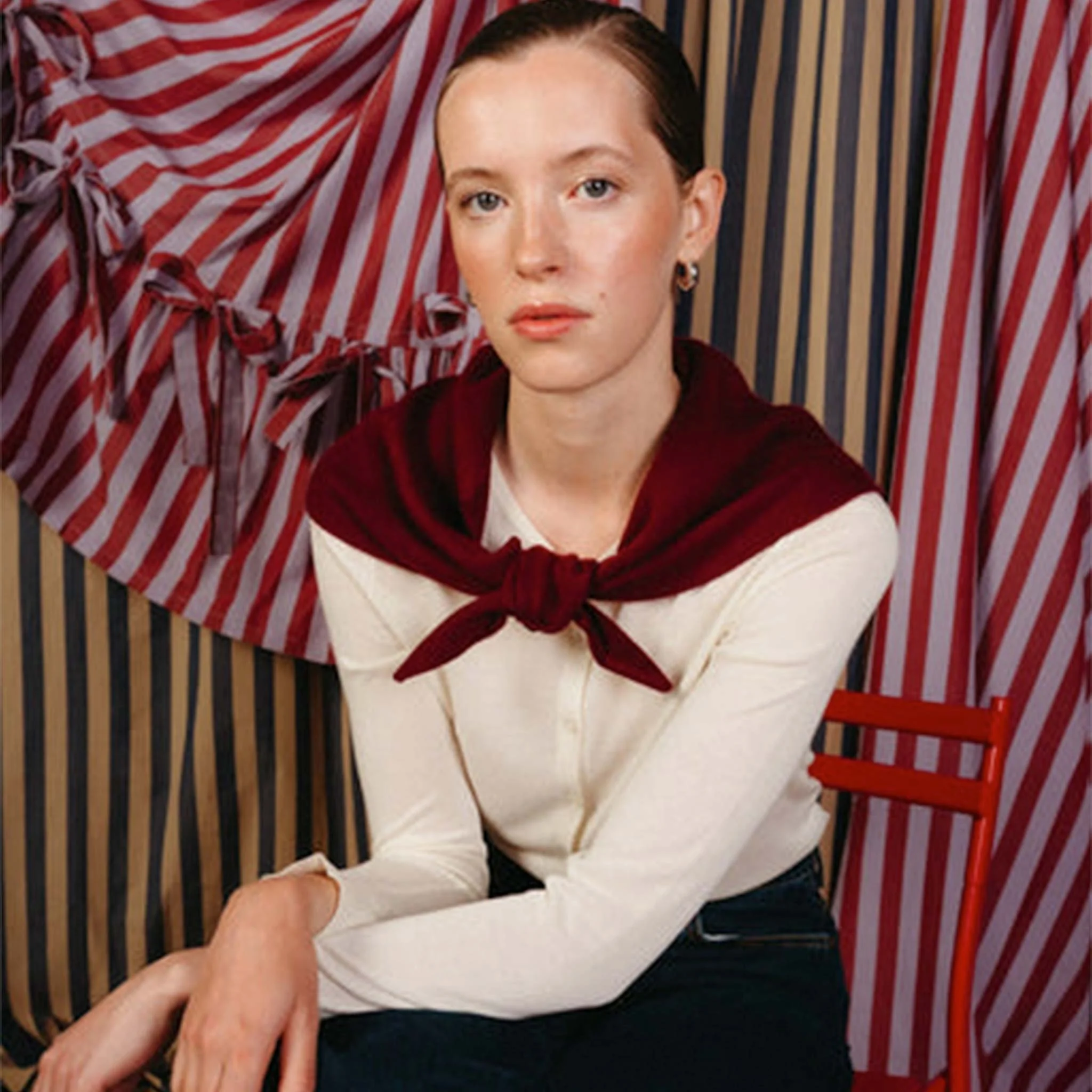 TBCo Burgundy Merino Wool Triangle Scarf - Image 4