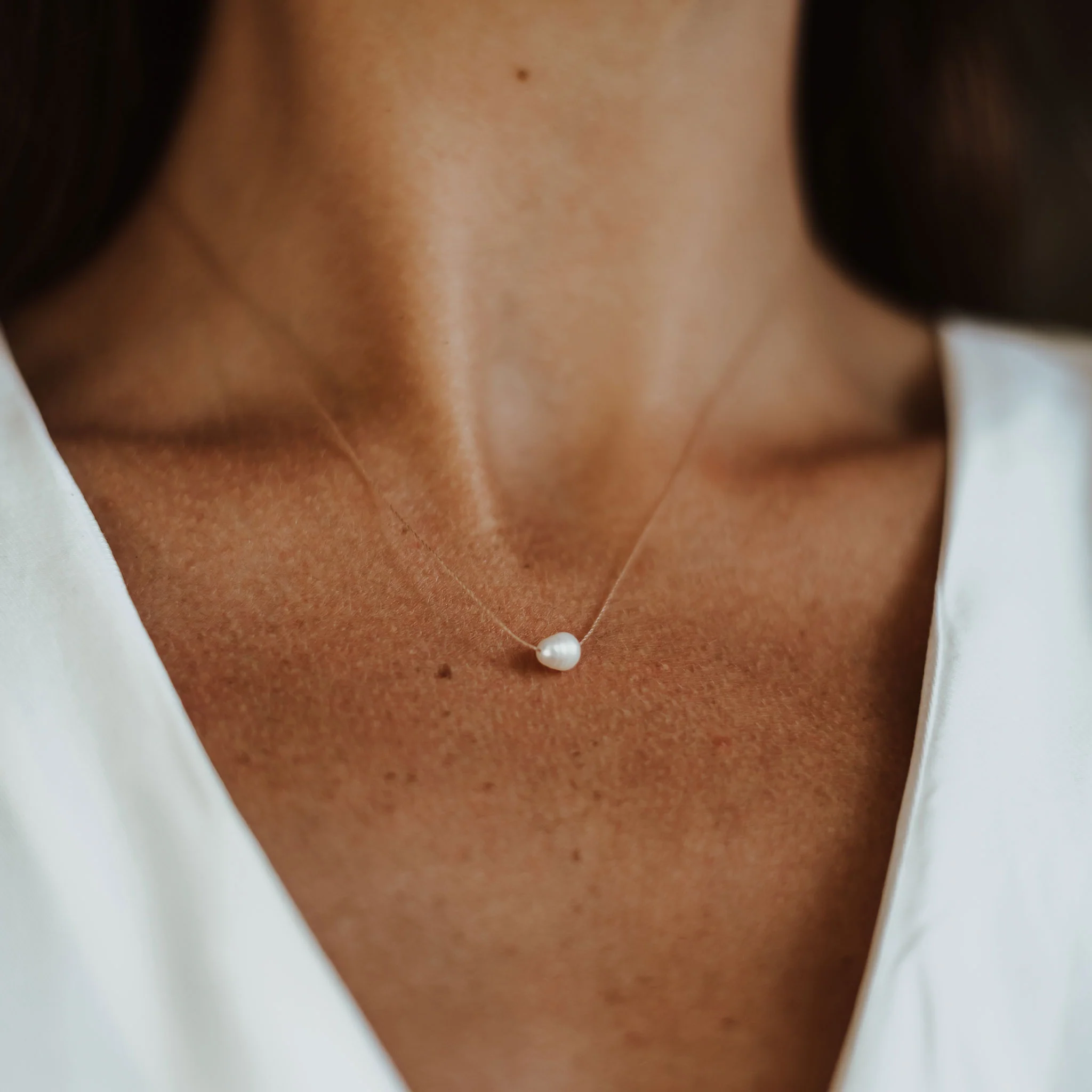 Pearl Fine Cord Necklace - Image 4