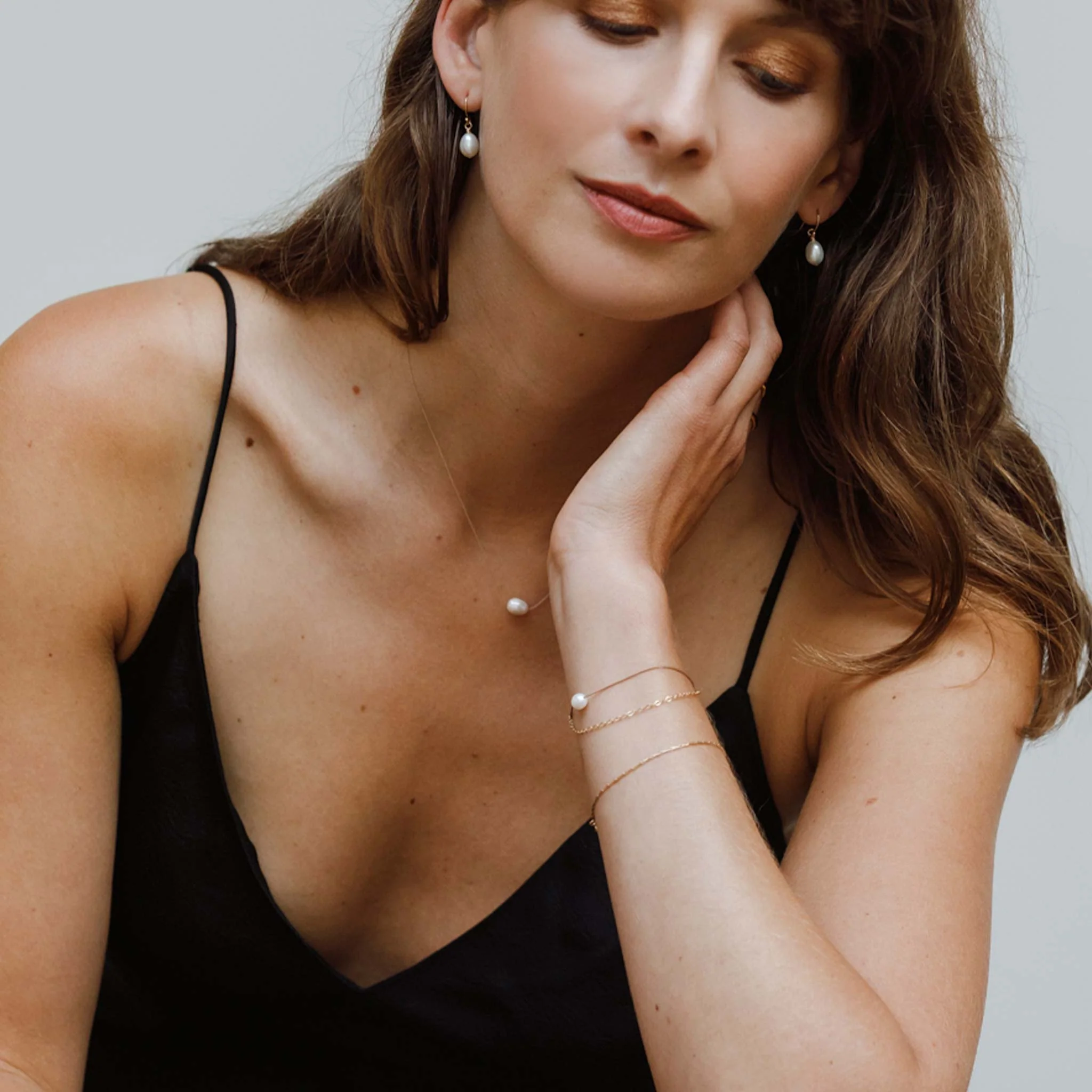 Pearl Fine Cord Necklace - Image 5