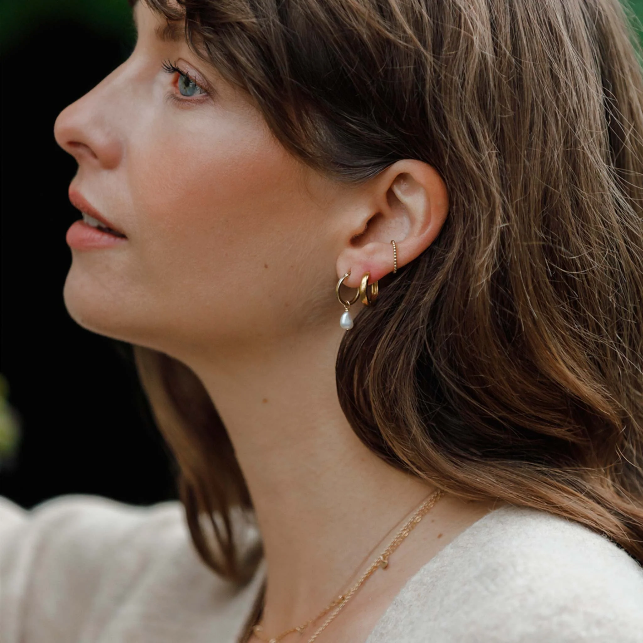 Pearl Creole Hoop Earrings - Image 4